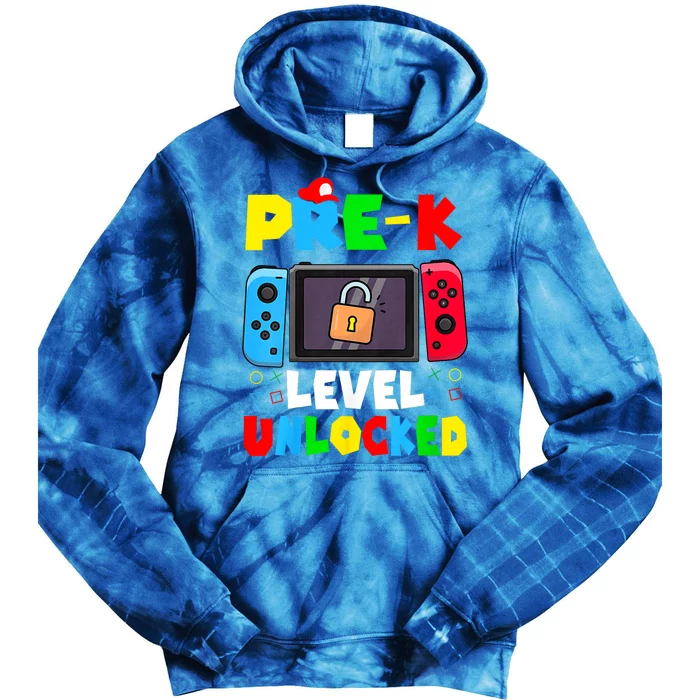 Prek Level Unlocked Video Game Back To School Tie Dye Hoodie