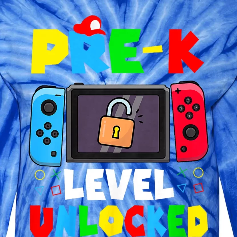 Prek Level Unlocked Video Game Back To School Tie-Dye Long Sleeve Shirt