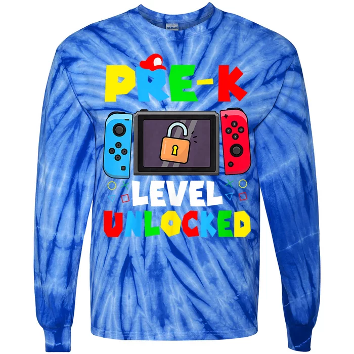 Prek Level Unlocked Video Game Back To School Tie-Dye Long Sleeve Shirt