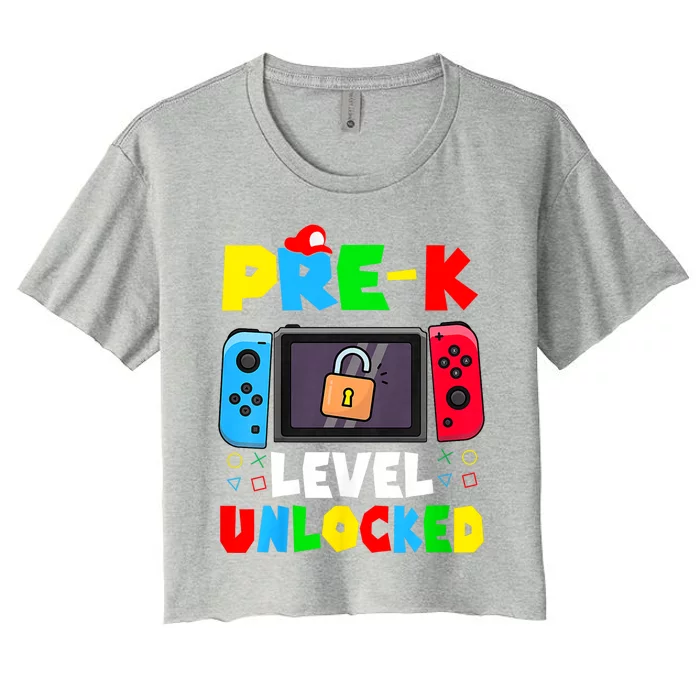 Prek Level Unlocked Video Game Back To School Women's Crop Top Tee