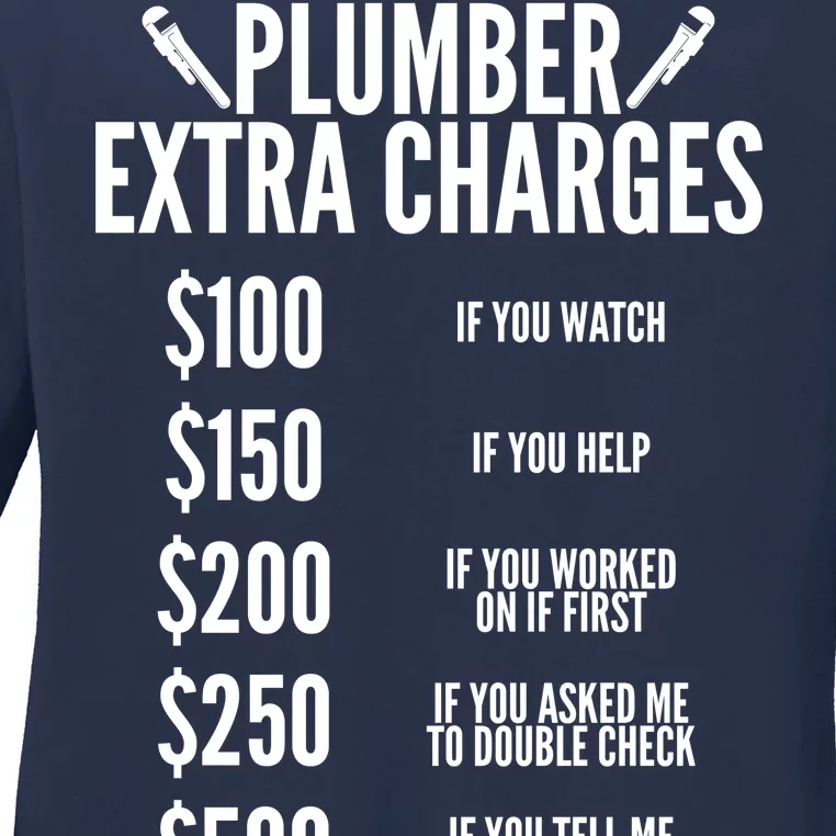 Plumber Extra Charges Ladies Long Sleeve Shirt