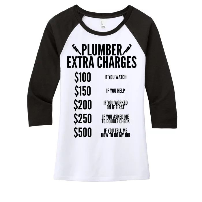 Plumber Extra Charges Women's Tri-Blend 3/4-Sleeve Raglan Shirt