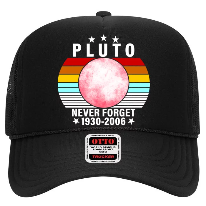 Pluto Never Forget 1930-2006 High Crown Mesh Trucker Hat