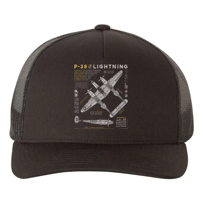 P38 Lightning Vintage P38 Fighter Aircraft Ww2 Aviation Yupoong Adult 5-Panel Trucker Hat