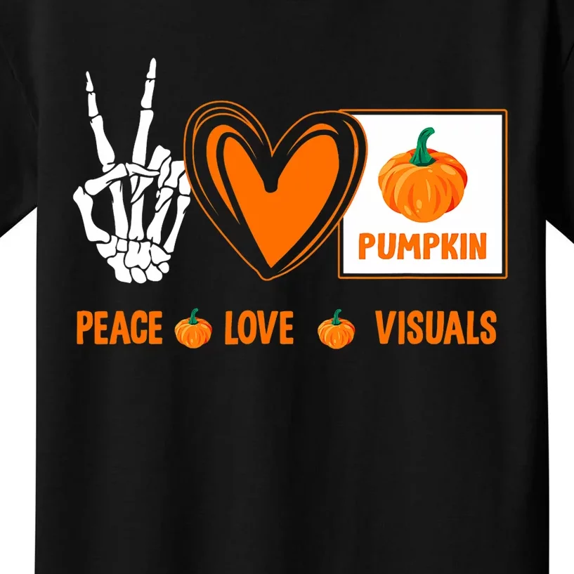 Peace Love Visuals Sped Teacher Pumpkin Skeleton Halloween Kids T-Shirt