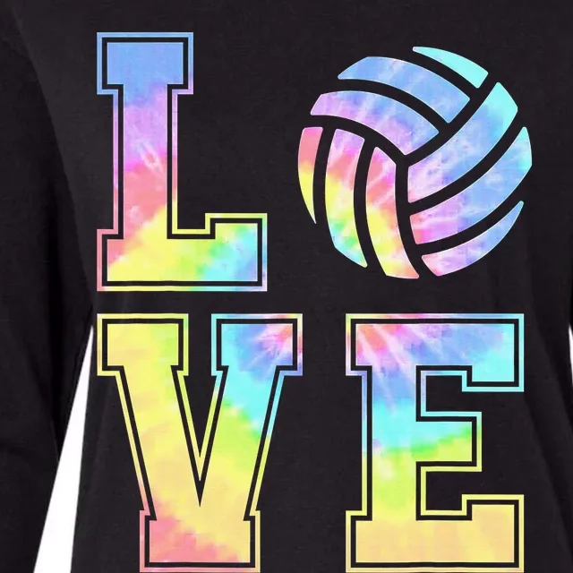 Peace Love Volleyball Tie Dye Cute Volleyball Lovers Womens Cotton Relaxed Long Sleeve T-Shirt