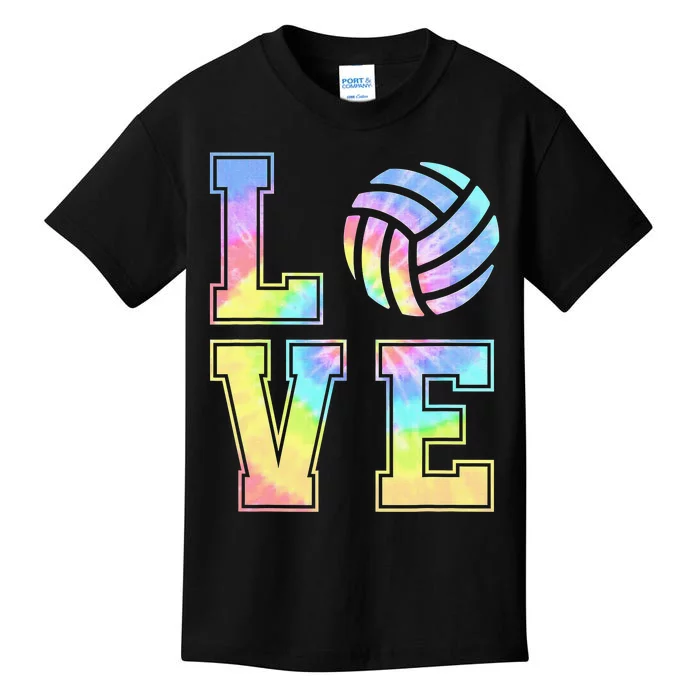 Peace Love Volleyball Tie Dye Cute Volleyball Lovers Kids T-Shirt