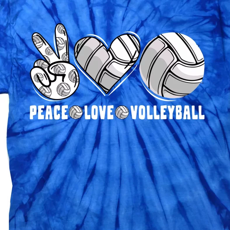 Peace Love Volleyball Funny Mommy Dad Son Daughter Gift Tie-Dye T-Shirt