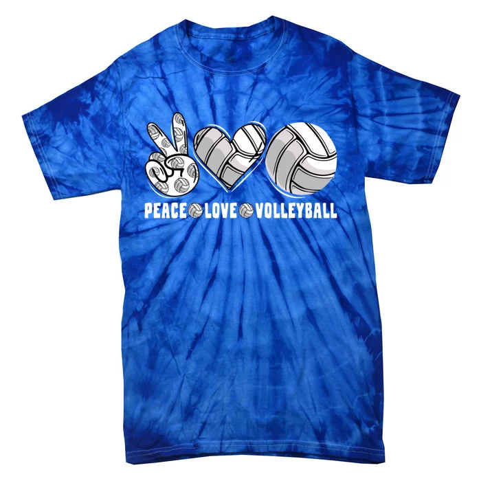 Peace Love Volleyball Funny Mommy Dad Son Daughter Gift Tie-Dye T-Shirt