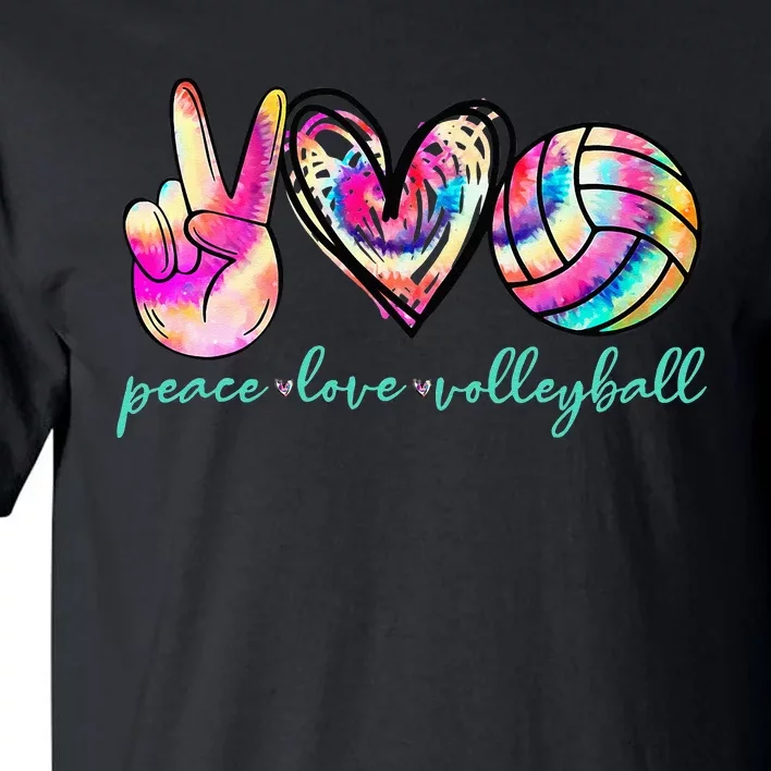 Peace Love Volleyball Player Tie Dye Style Women Teen Tall T-Shirt