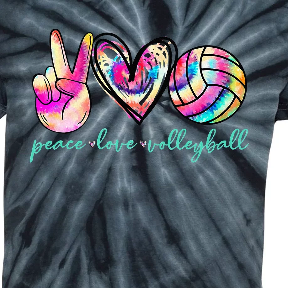 Peace Love Volleyball Player Tie Dye Style Women Teen Kids Tie-Dye T-Shirt