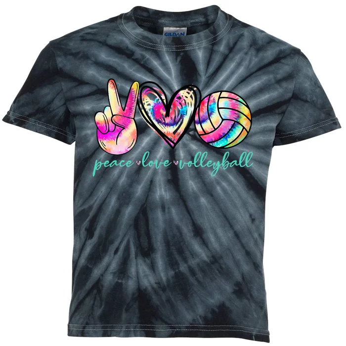 Peace Love Volleyball Player Tie Dye Style Women Teen Kids Tie-Dye T-Shirt