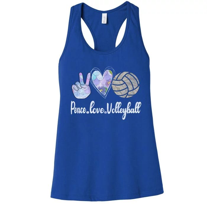 Peace Love Volleyball Cute Design Teen Gift Women's Racerback Tank