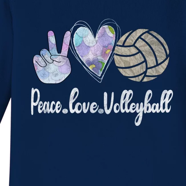 Peace Love Volleyball Cute Design Teen Gift Baby Long Sleeve Bodysuit