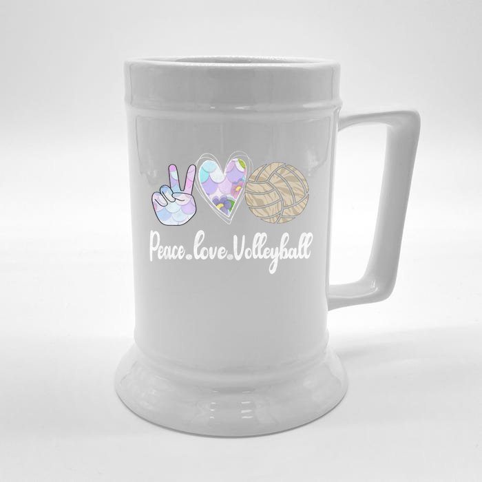 Peace Love Volleyball Cute Design Teen Gift Front & Back Beer Stein