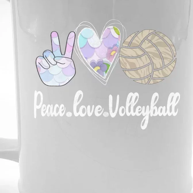 Peace Love Volleyball Cute Design Teen Gift Front & Back Beer Stein