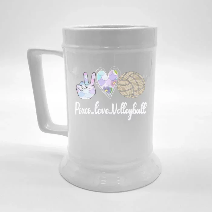 Peace Love Volleyball Cute Design Teen Gift Front & Back Beer Stein