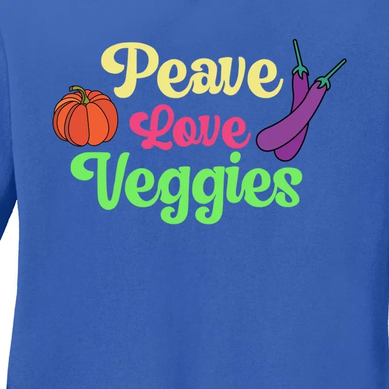 Peave Love Veggies Veganism Vegan Plants Cute Gift Ladies Long Sleeve Shirt