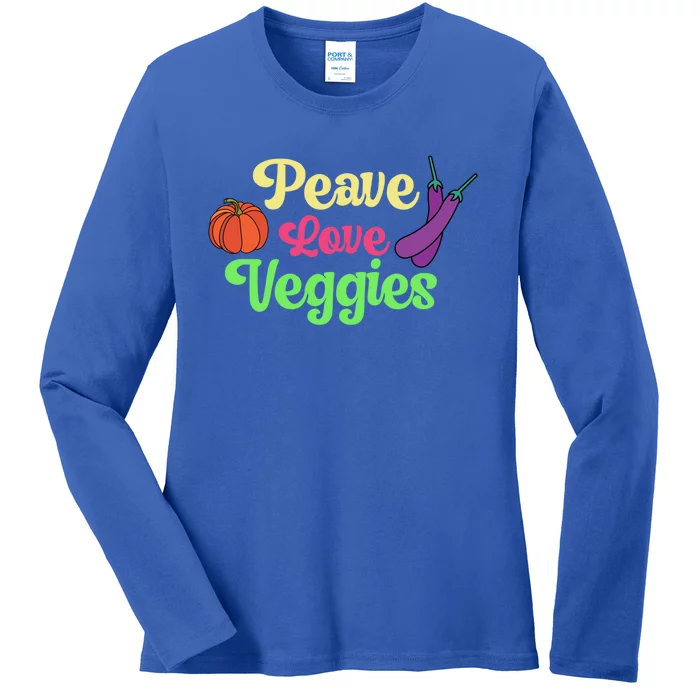 Peave Love Veggies Veganism Vegan Plants Cute Gift Ladies Long Sleeve Shirt