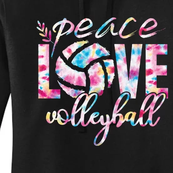 Peace Love Volleyball Player Groovy Tie Dye Womens Sports Women's Pullover Hoodie