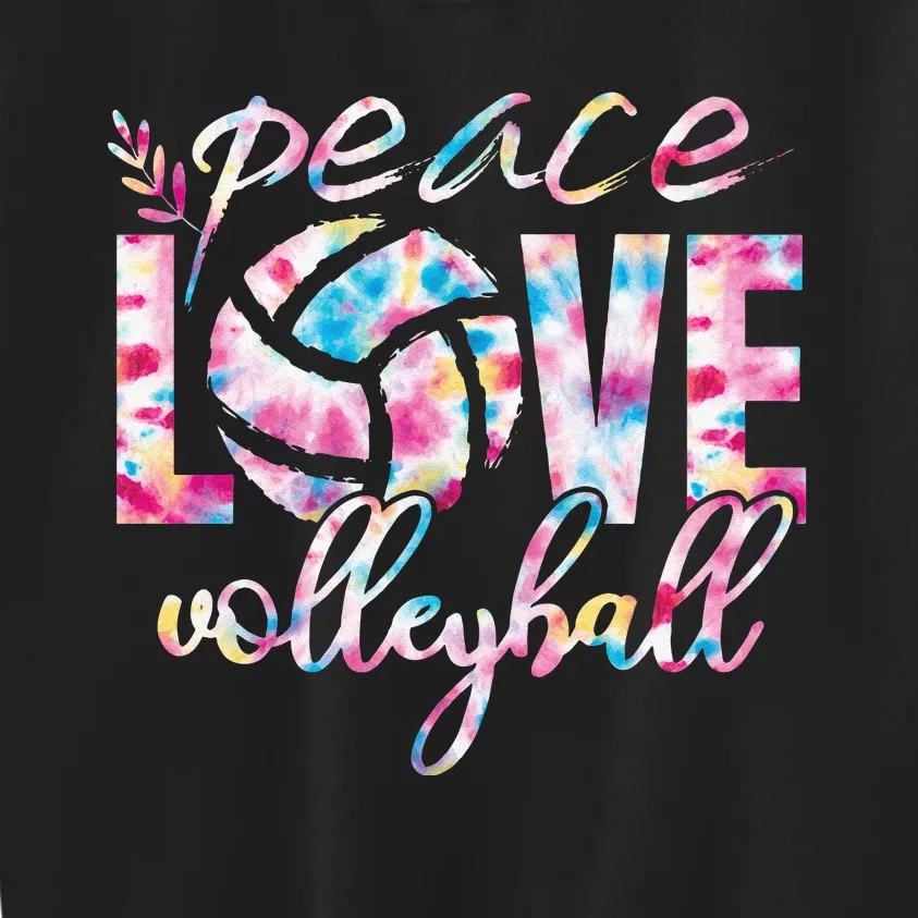 Peace Love Volleyball Player Groovy Tie Dye Womens Sports Kids Sweatshirt