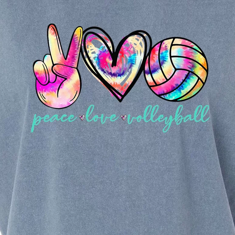 Peace Love Volleyball Player Tie Dye Style Women Teen Garment-Dyed Women's Muscle Tee