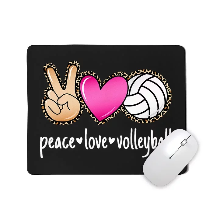 Peace Love Volleyball Leopard Women Ladies Volleyball Mousepad