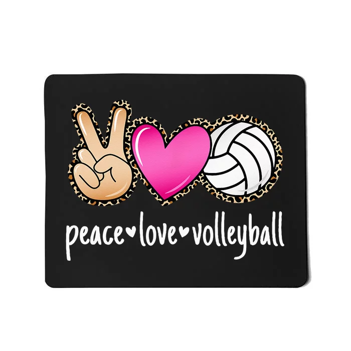 Peace Love Volleyball Leopard Women Ladies Volleyball Mousepad