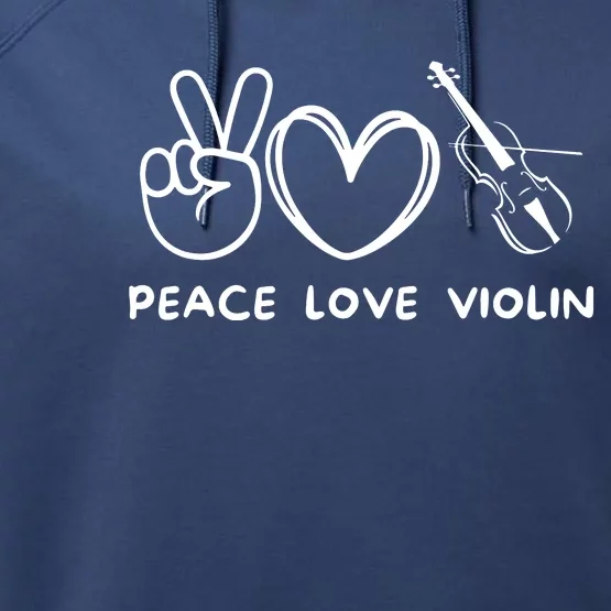 Peace Love Violin Retro Violin Lover Violin Player Performance Fleece Hoodie