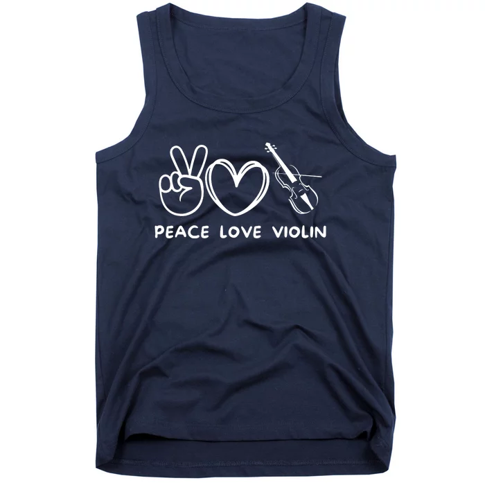 Peace Love Violin Retro Violin Lover Violin Player Tank Top