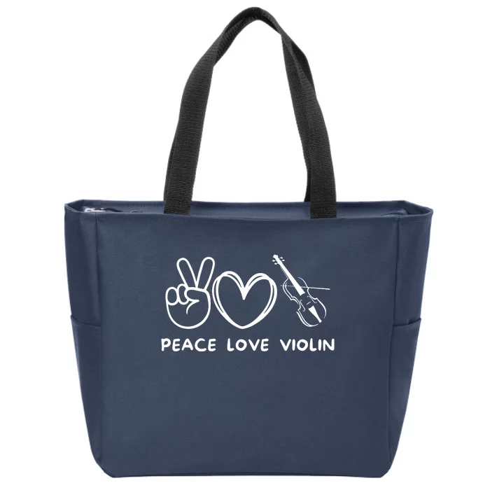 Peace Love Violin Retro Violin Lover Violin Player Zip Tote Bag