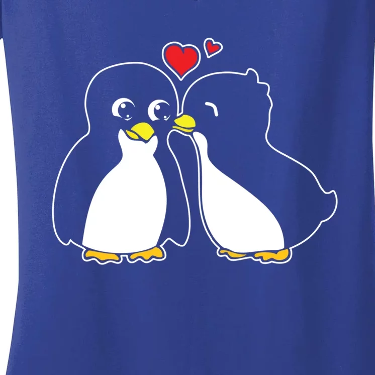 Penguin Lover Valentines Day Cute Animal Love Wildlife Gift Women's V-Neck T-Shirt