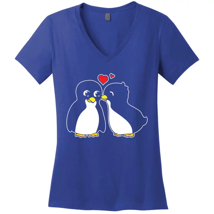 Penguin Lover Valentines Day Cute Animal Love Wildlife Gift Women's V-Neck T-Shirt