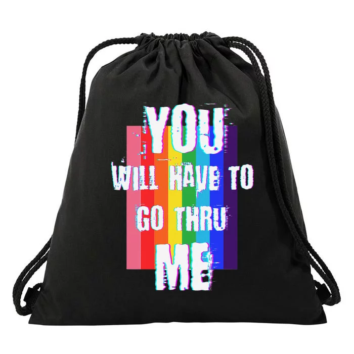 Pro Lgbtq+ Vintage Style Support Design Drawstring Bag