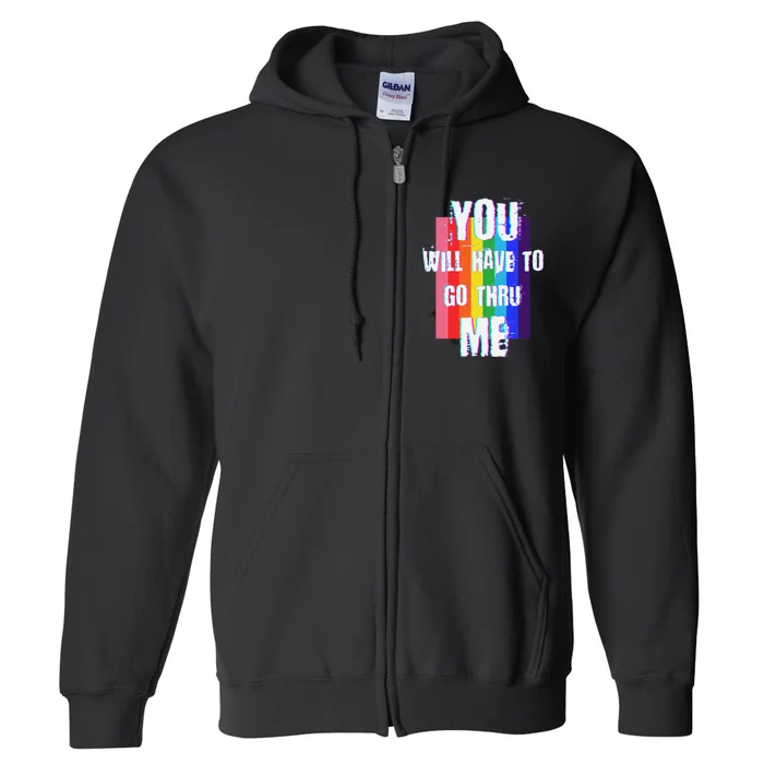 Pro Lgbtq+ Vintage Style Support Design Full Zip Hoodie