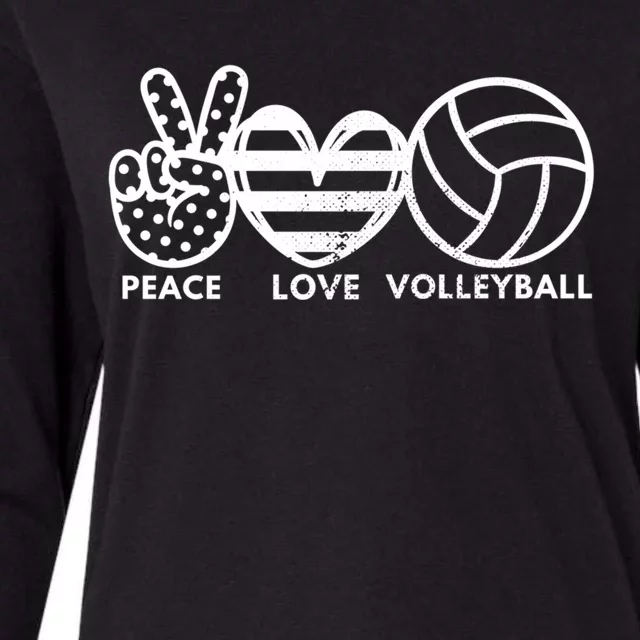 Peace Love Volleyball Sports Enthusiasts Volleyball Player Great Gift Womens Cotton Relaxed Long Sleeve T-Shirt