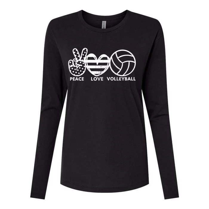 Peace Love Volleyball Sports Enthusiasts Volleyball Player Great Gift Womens Cotton Relaxed Long Sleeve T-Shirt