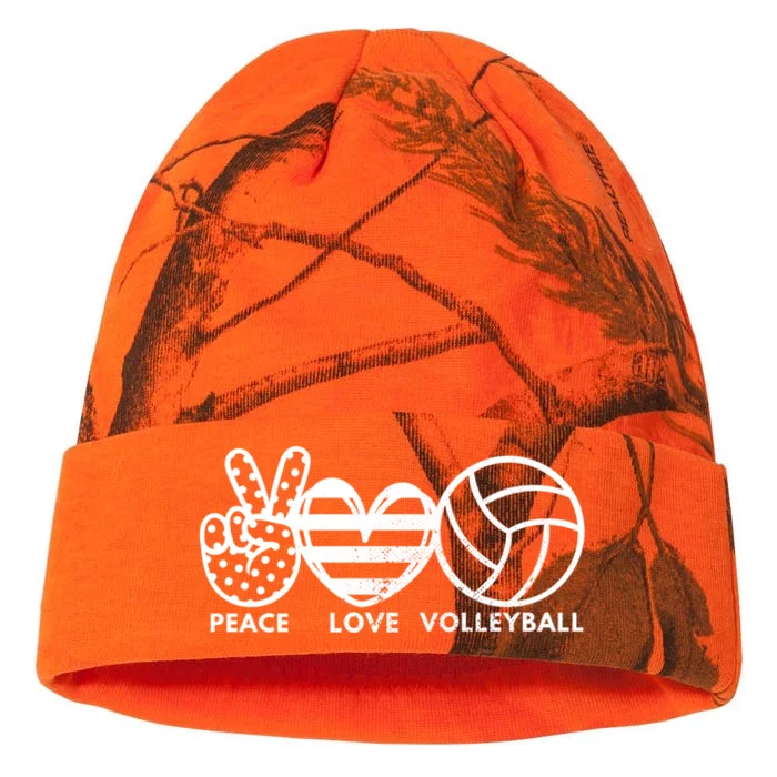 Peace Love Volleyball Sports Enthusiasts Volleyball Player Great Gift Kati - 12in Camo Beanie