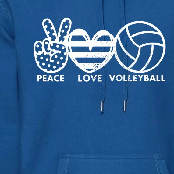 Peace Love Volleyball Sports Enthusiasts Volleyball Player Great Gift Premium Hoodie