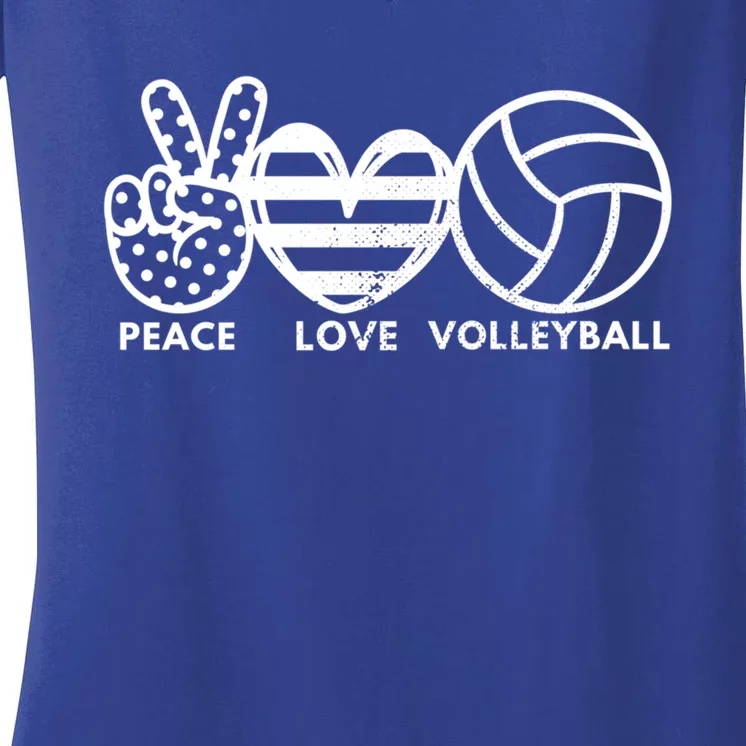 Peace Love Volleyball Sports Enthusiasts Volleyball Player Great Gift Women's V-Neck T-Shirt