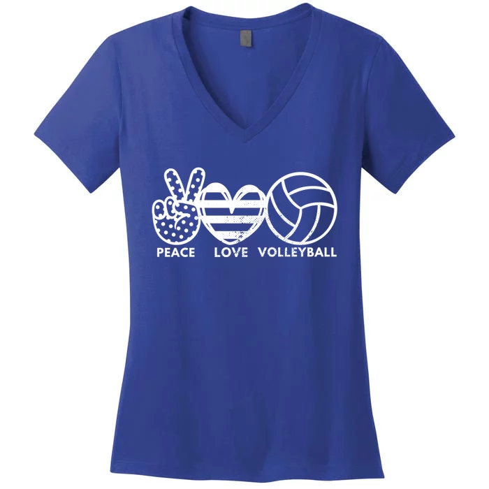 Peace Love Volleyball Sports Enthusiasts Volleyball Player Great Gift Women's V-Neck T-Shirt