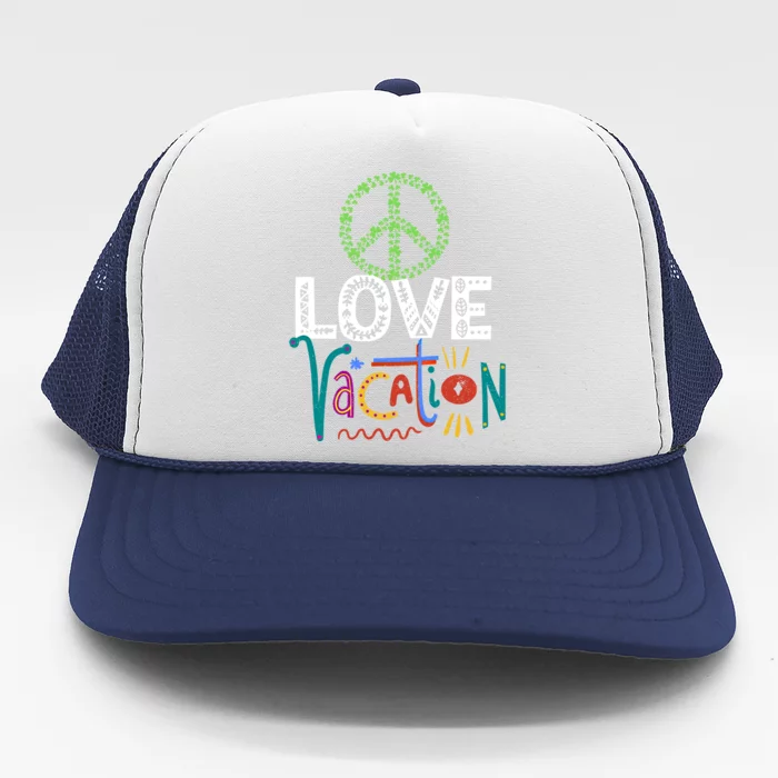 Peace Love Vacation Outfit Shamrock Lucky And Gift Trucker Hat