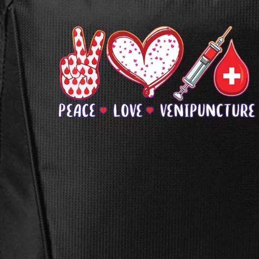 Peace Love Venipuncture Gifts For Men Women Phlebotomist City Backpack