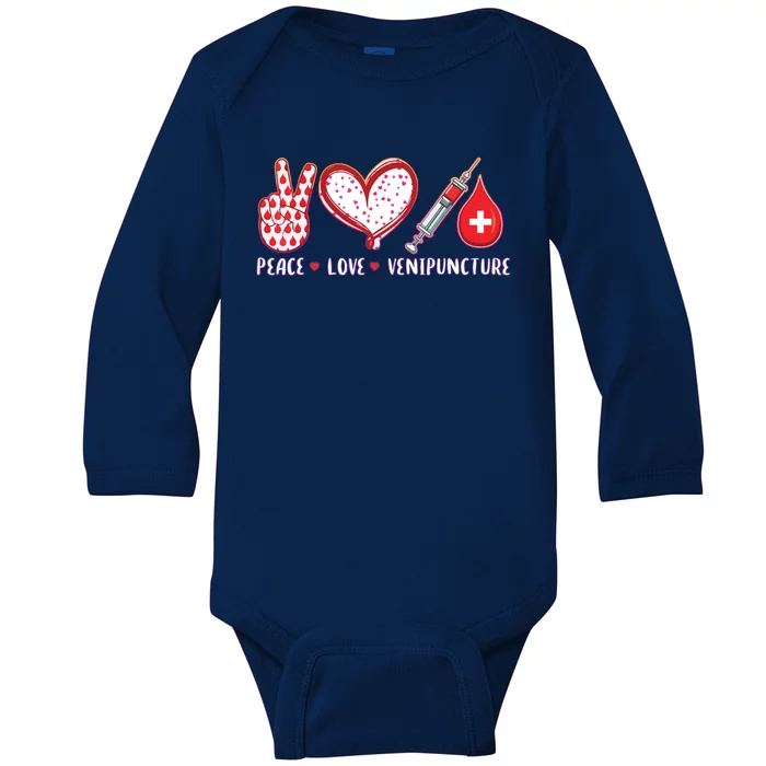 Peace Love Venipuncture Gifts For Men Women Phlebotomist Baby Long Sleeve Bodysuit