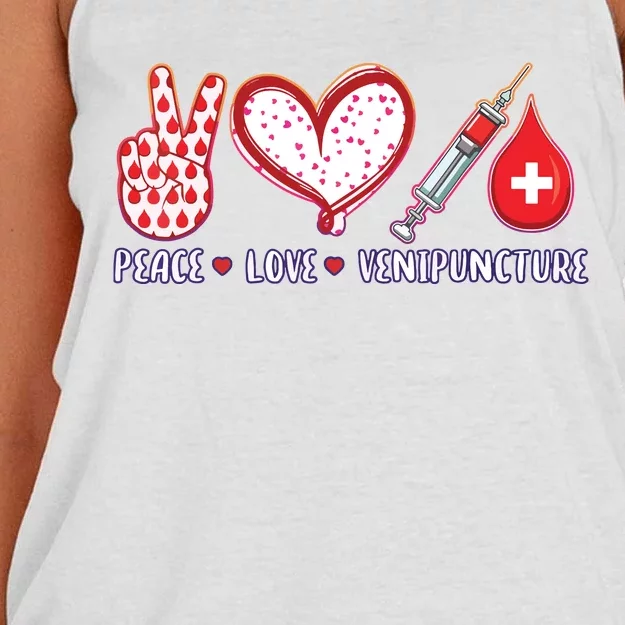 Peace Love Venipuncture Gifts For Men Women Phlebotomist Women's Knotted Racerback Tank