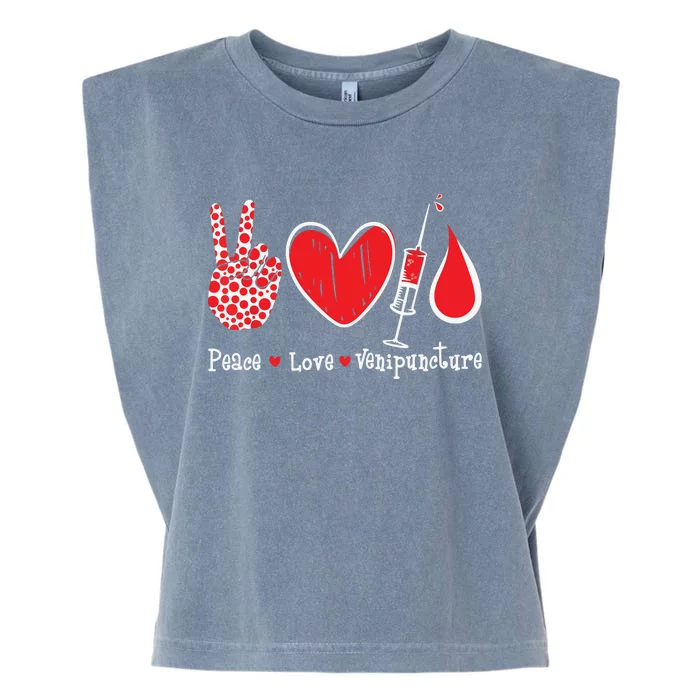 Peace Love Venipuncture Phlebotomist Phlebotomy Technician Garment-Dyed Women's Muscle Tee