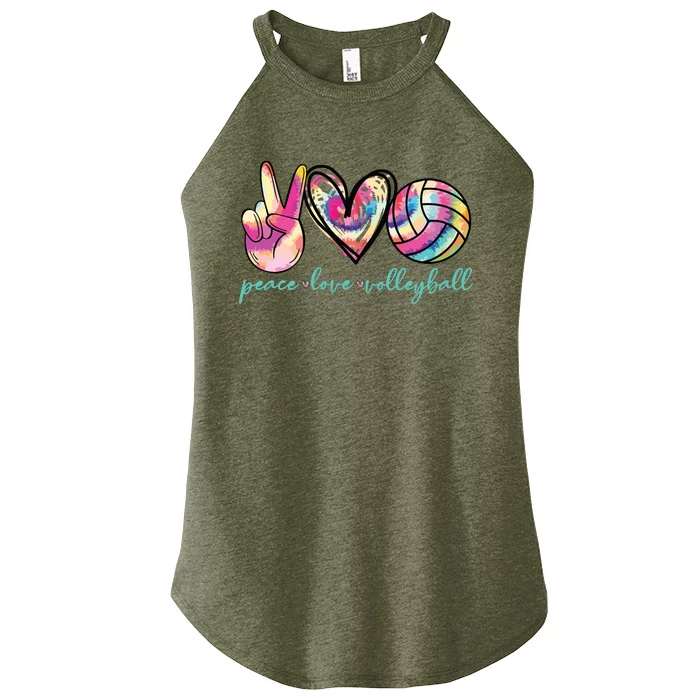 Peace Love Volleyball Player Tie Dye Style Teen Women’s Perfect Tri Rocker Tank