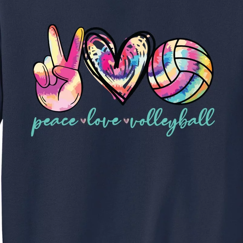 Peace Love Volleyball Player Tie Dye Style Teen Sweatshirt