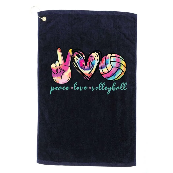 Peace Love Volleyball Player Tie Dye Style Teen Platinum Collection Golf Towel