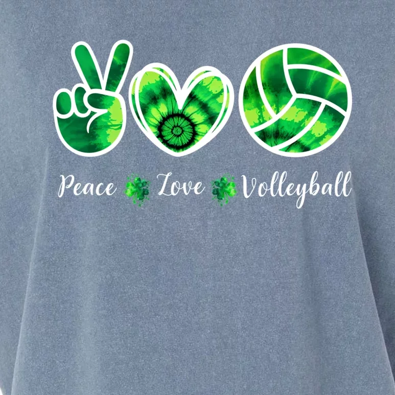 Peace Love Volleyball Player Tie Dye St Patrick's Day Gift Garment-Dyed Women's Muscle Tee